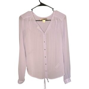 F21 Love21 Lavender long sleeve sheer button down blouse size XS